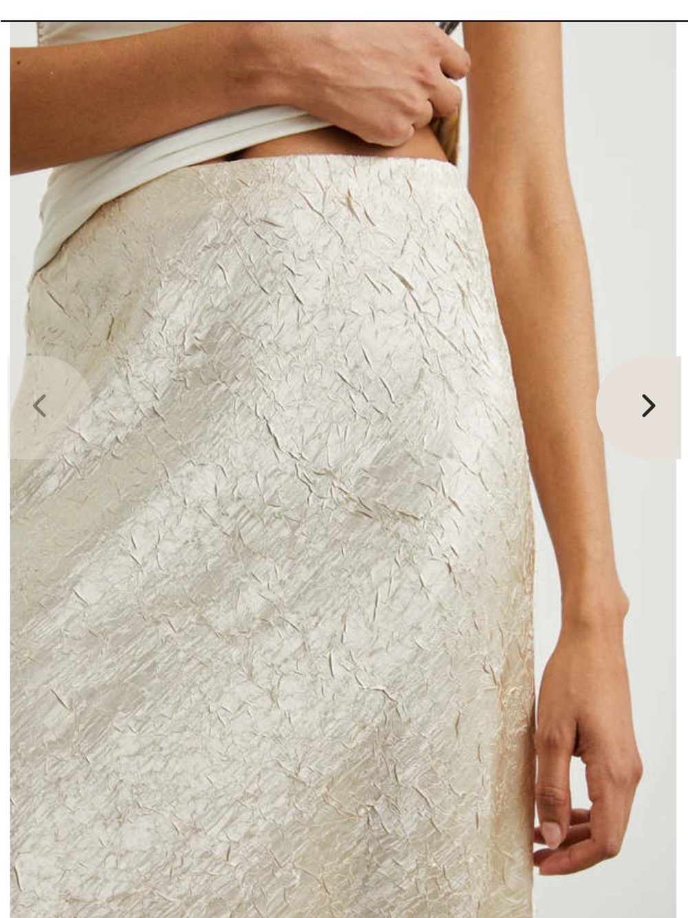 Rails Crinkled Satin Pencil Skirt in Cream